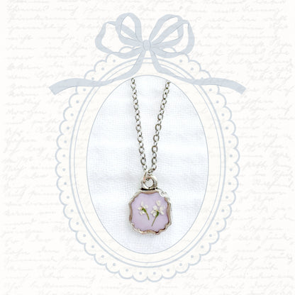 Mary Mini Frame Pressed Flower Necklace | Silver
