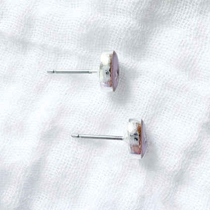 Cecilia Pressed Flower Oval Earrings | Silver