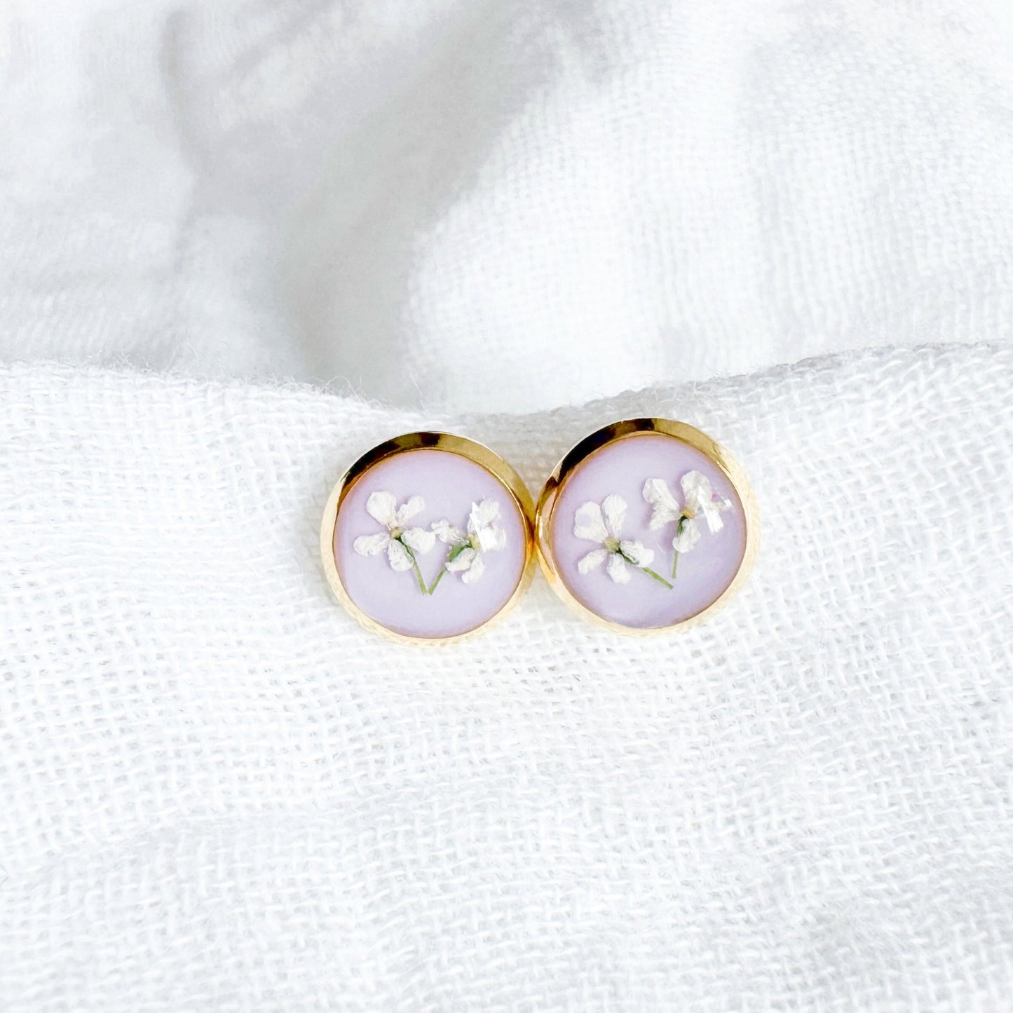 Mary Pressed Flower Earrings | Gold