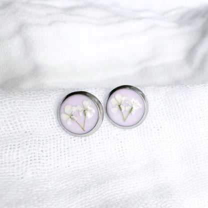 Mary Pressed Flower Earrings | Silver