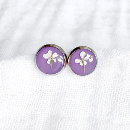 Megan Pressed Flower Earrings | Silver