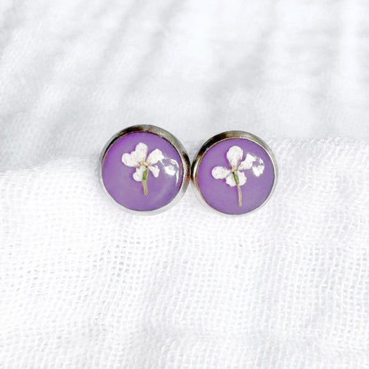 Megan Pressed Flower Earrings | Silver