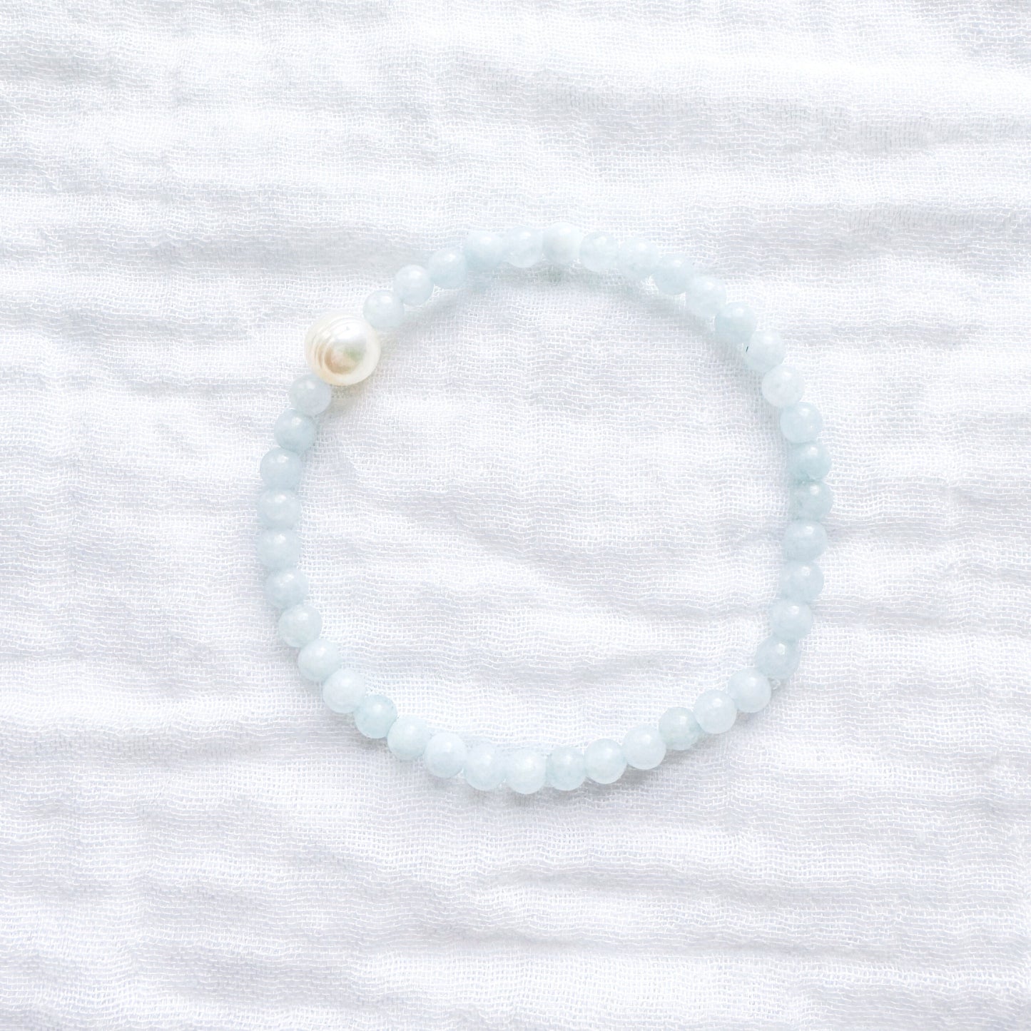 Blue Milky Jade Gemstone Focal Pearl Bracelet