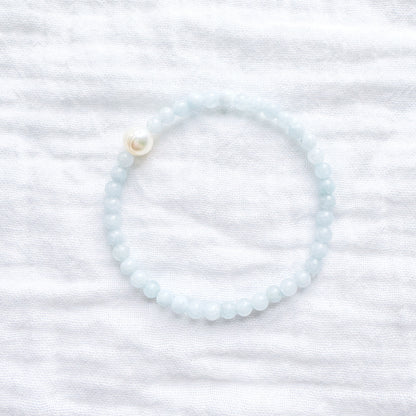 Blue Milky Jade Gemstone Focal Pearl Bracelet