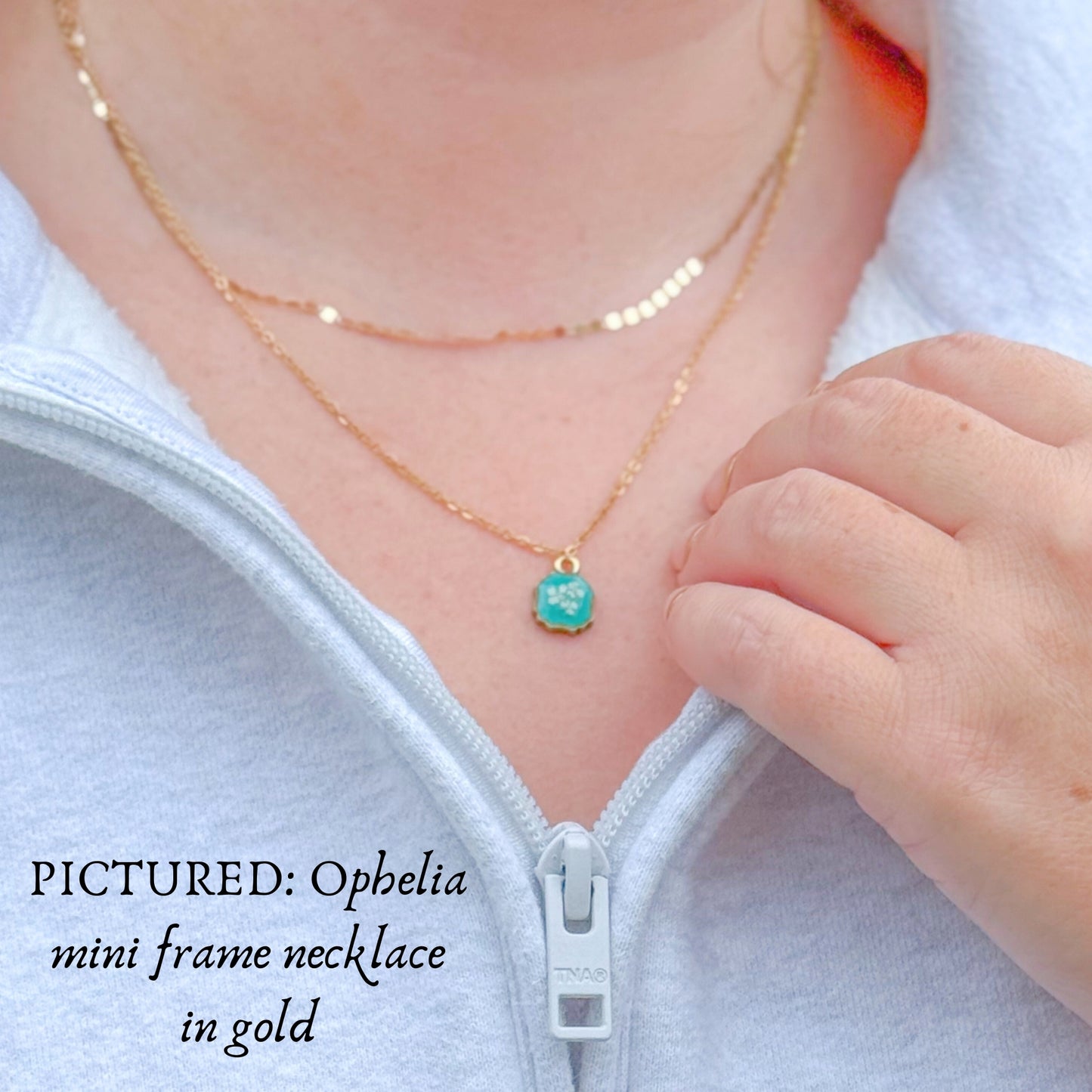 Ophelia Mini Ornate Pressed Flower Necklace | Silver