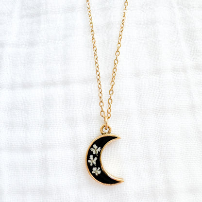 Luna Moon Pressed Flower Necklace | Gold