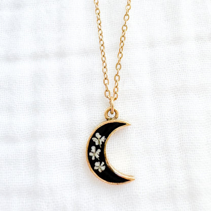 Luna Moon Pressed Flower Necklace | Gold
