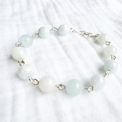 Morganite Gemstone Bracelet, Cloud Blue | Silver