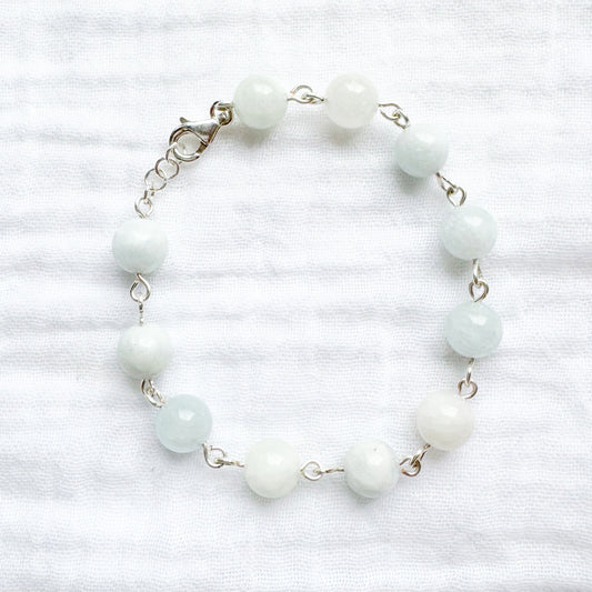 Morganite Gemstone Bracelet, Cloud Blue | Silver
