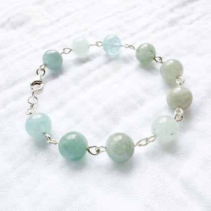 Morganite Gemstone Bracelet, Sea Green | Silver