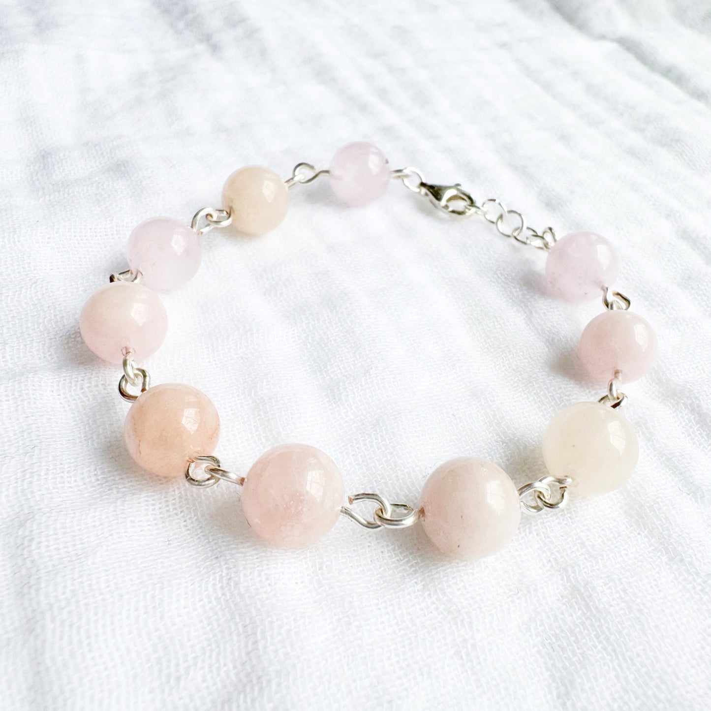 Morganite Gemstone Bracelet, Petal Pink | Silver