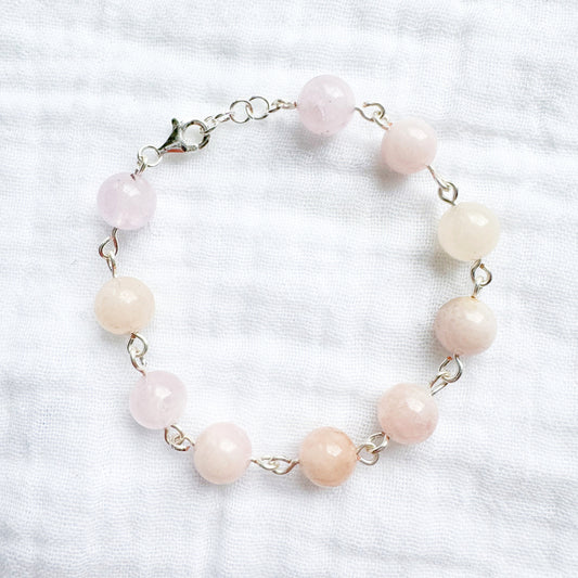 Morganite Gemstone Bracelet, Petal Pink | Silver