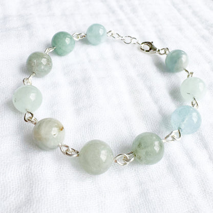 Morganite Gemstone Bracelet, Sea Green | Silver