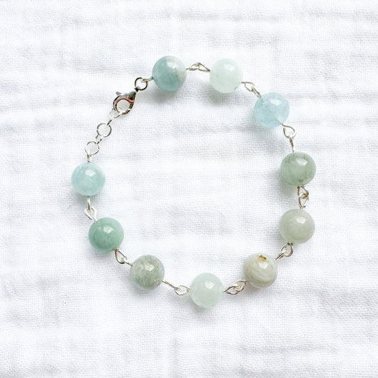 Morganite Gemstone Bracelet, Sea Green | Silver