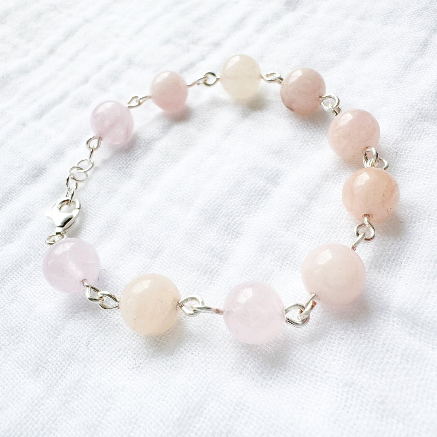 Morganite Gemstone Bracelet, Petal Pink | Silver