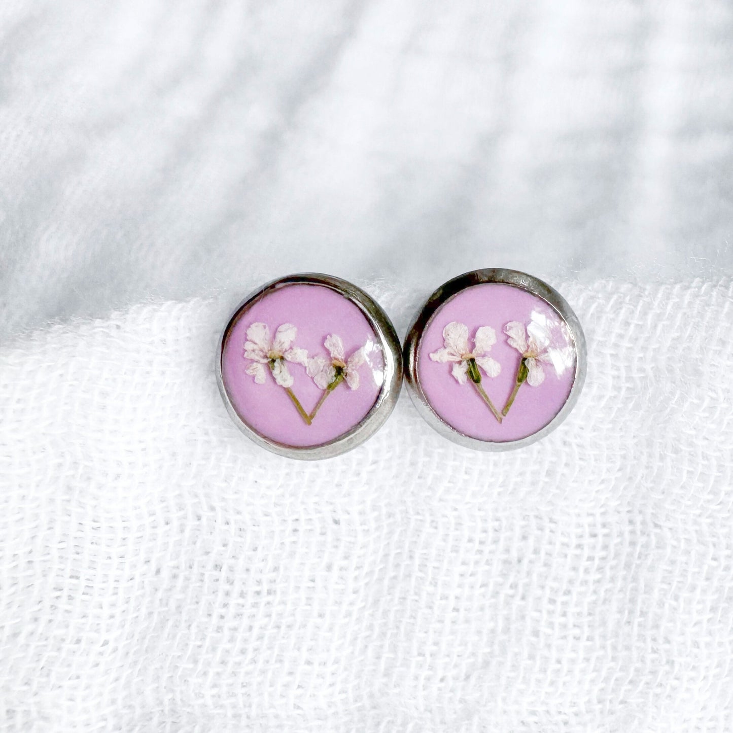 Nancy Pressed Flower Earrings | Silver