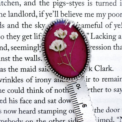 Natalie Pressed Flower Bookmark | Silver