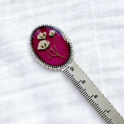 Natalie Pressed Flower Bookmark | Silver