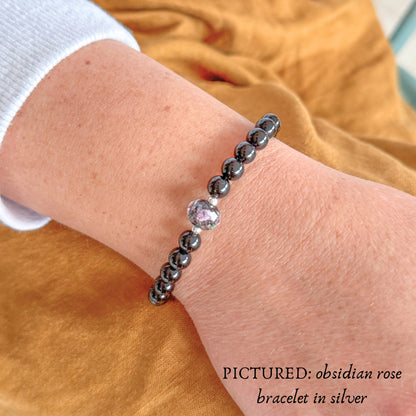 Obsidian Rose Bracelet | Gold