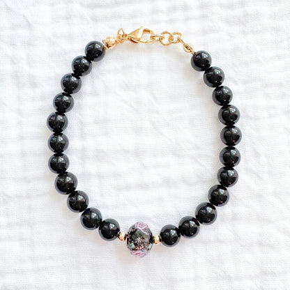 Obsidian Rose Bracelet | Gold