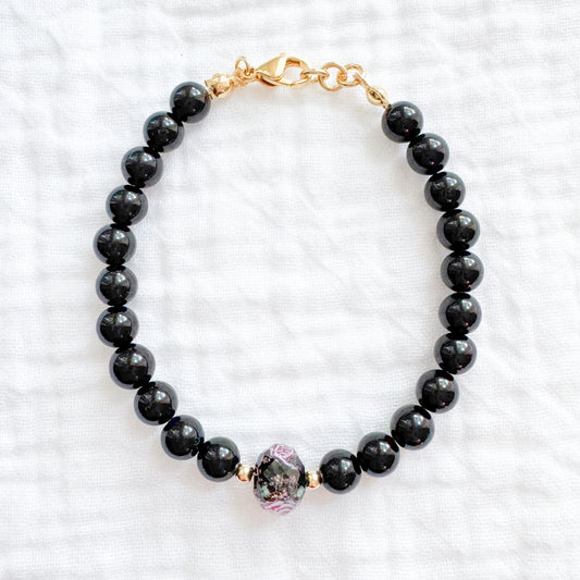 Obsidian Rose Bracelet | Gold
