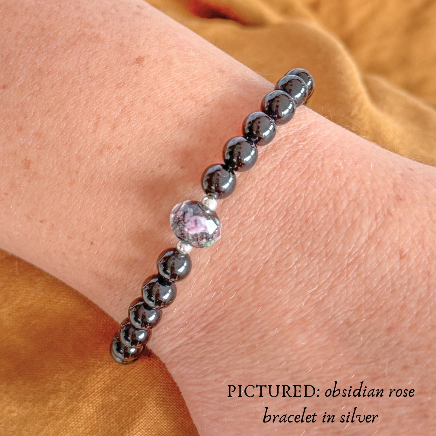 Obsidian Rose Bracelet | Gold