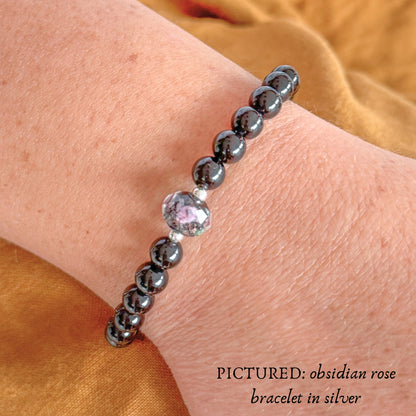 Obsidian Rose Bracelet | Gold