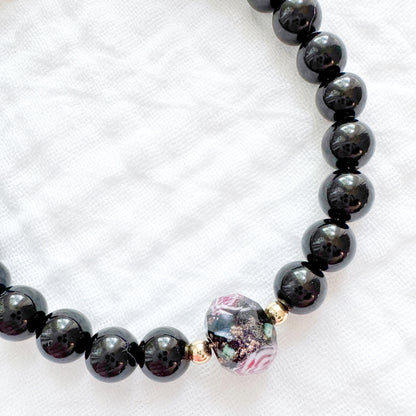 Obsidian Rose Bracelet | Gold