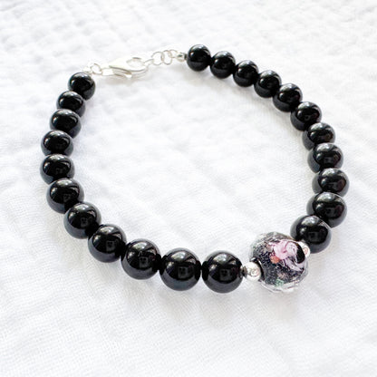 Obsidian Rose Bracelet | Silver