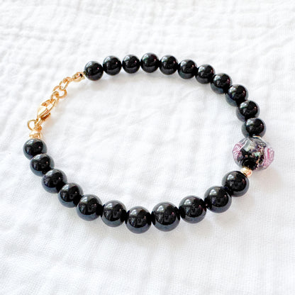 Obsidian Rose Bracelet | Gold