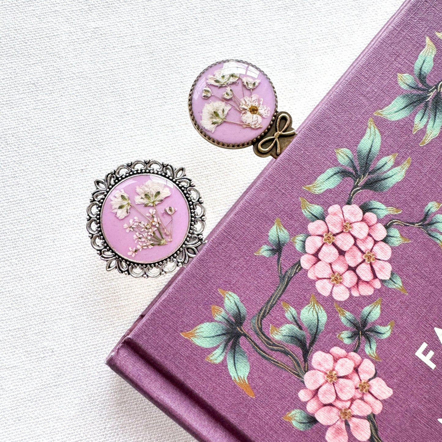 Odette Pressed Flower Bookmark | Silver or Bronze