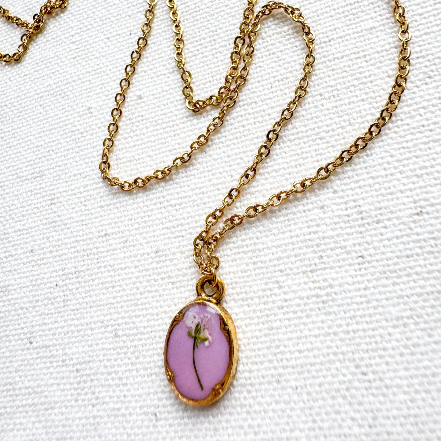 Odette Pressed Flower Necklace | Gold
