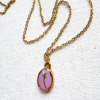 Odette Pressed Flower Necklace | Gold