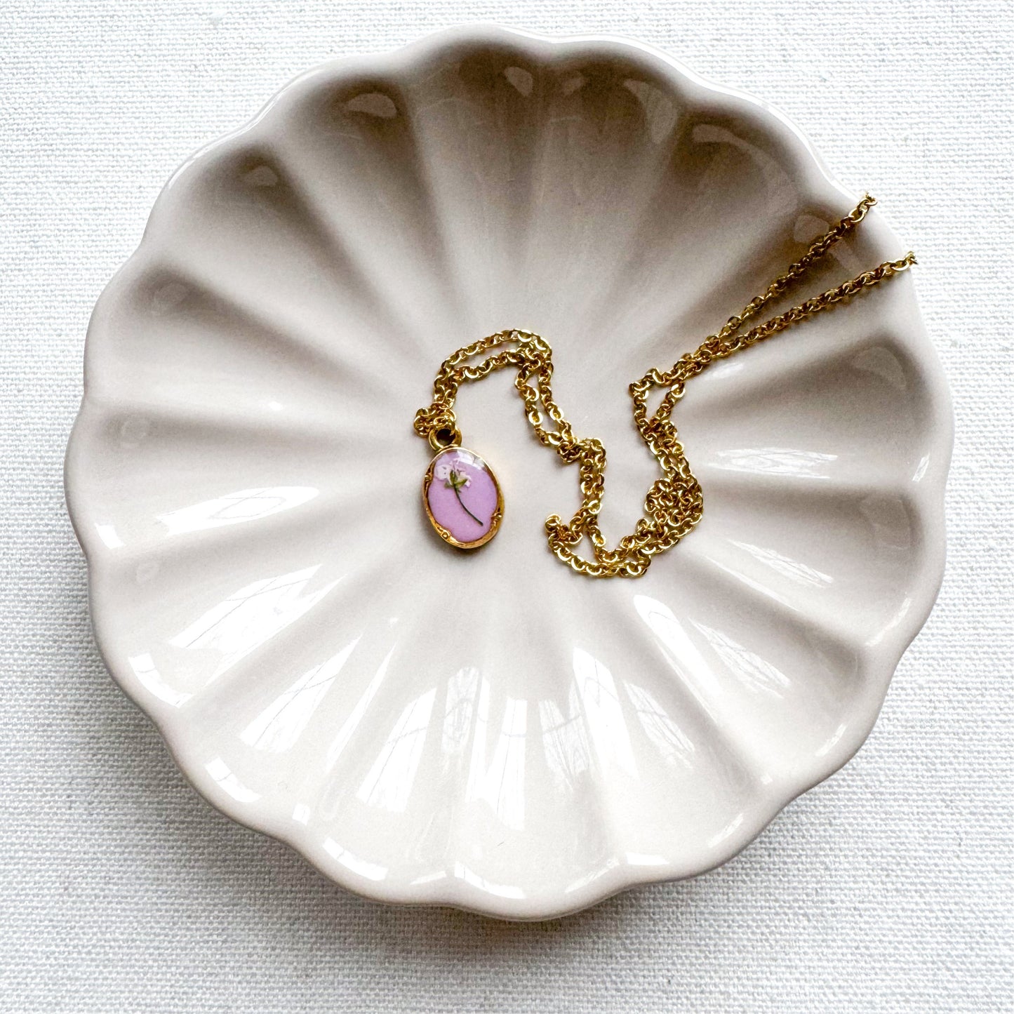 Odette Pressed Flower Necklace | Gold