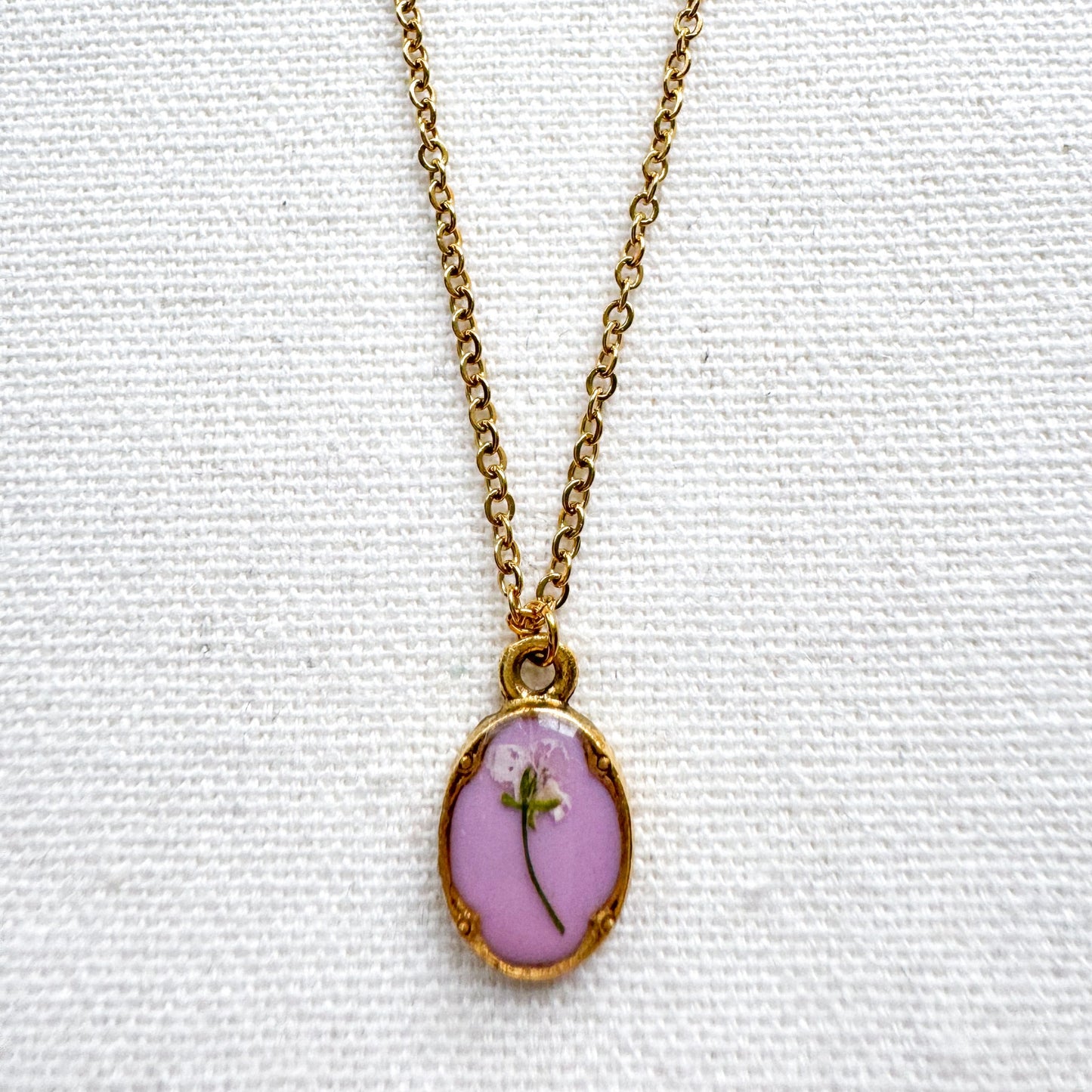 Odette Pressed Flower Necklace | Gold
