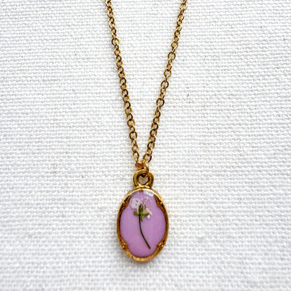Odette Pressed Flower Necklace | Gold