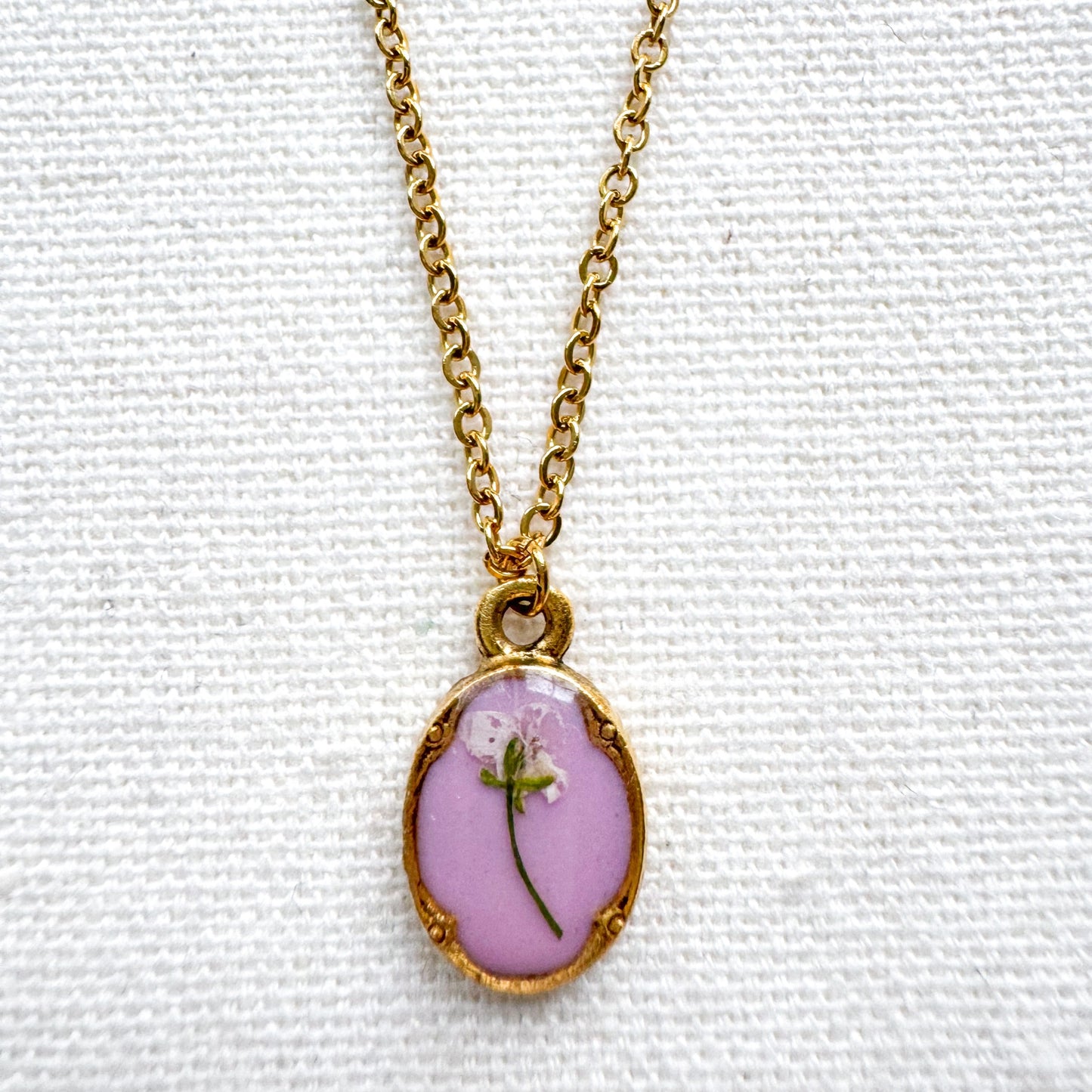 Odette Pressed Flower Necklace | Gold