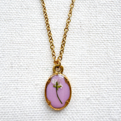 Odette Pressed Flower Necklace | Gold