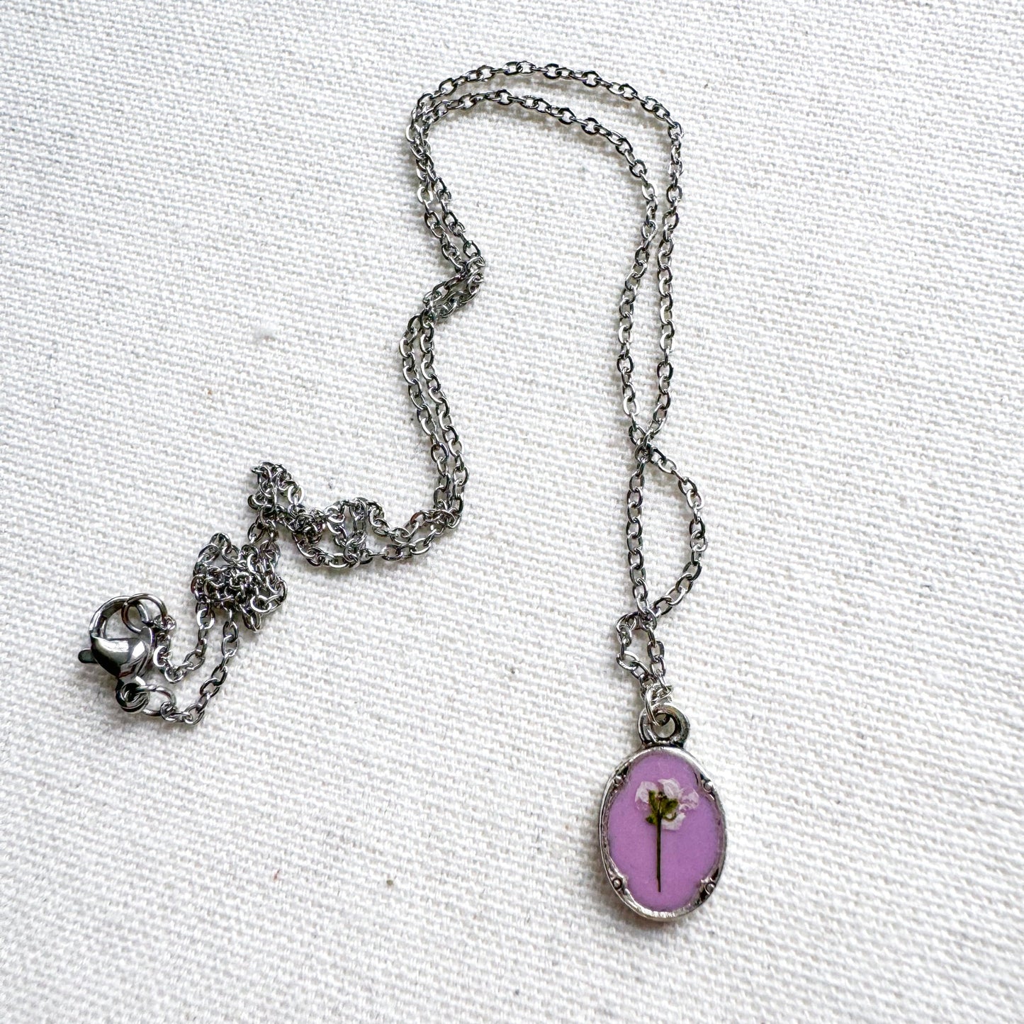 Odette Pressed Flower Necklace | Silver