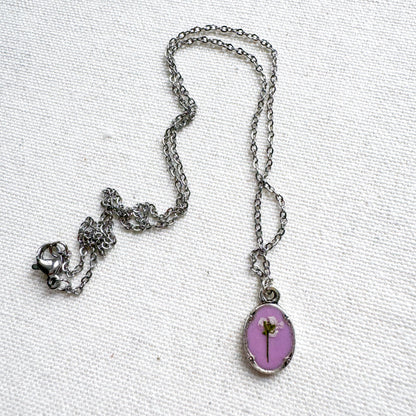 Odette Pressed Flower Necklace | Silver