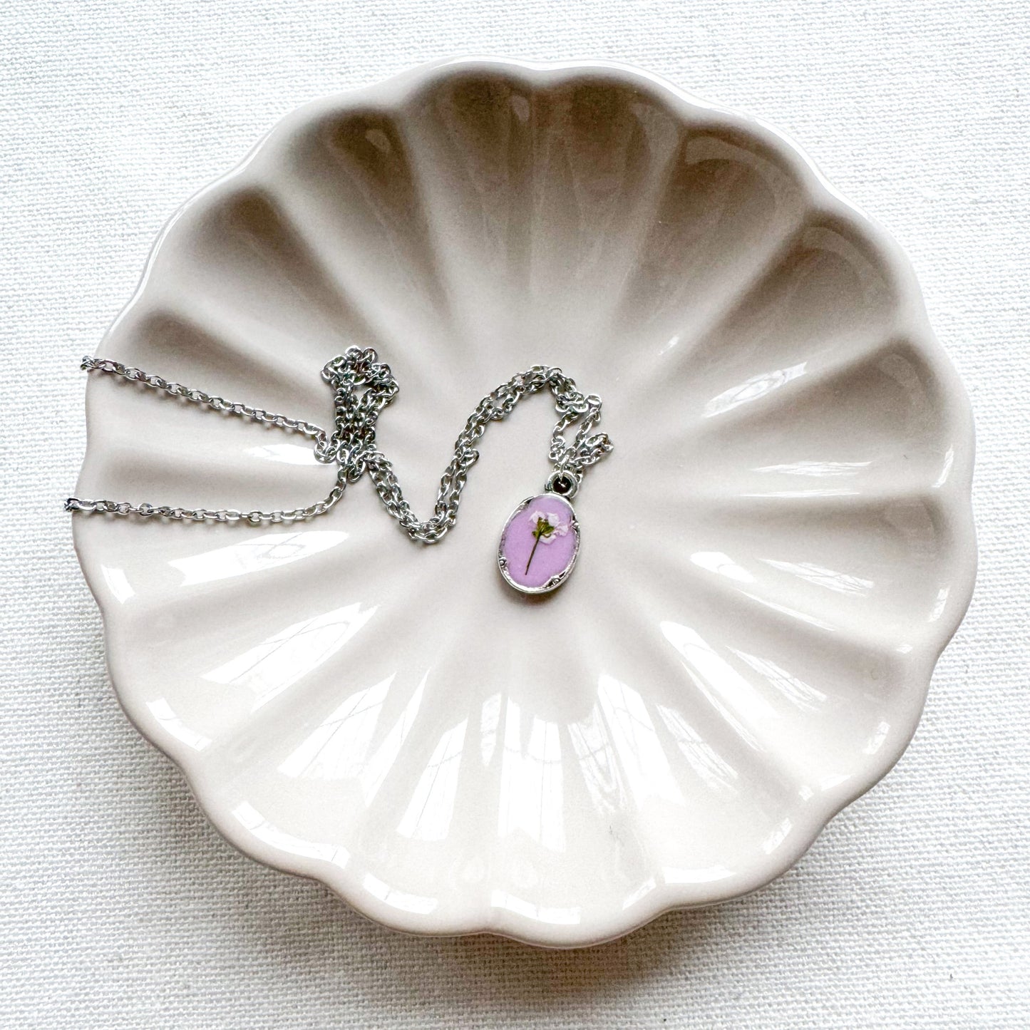 Odette Pressed Flower Necklace | Silver