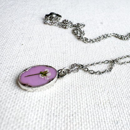 Odette Pressed Flower Necklace | Silver