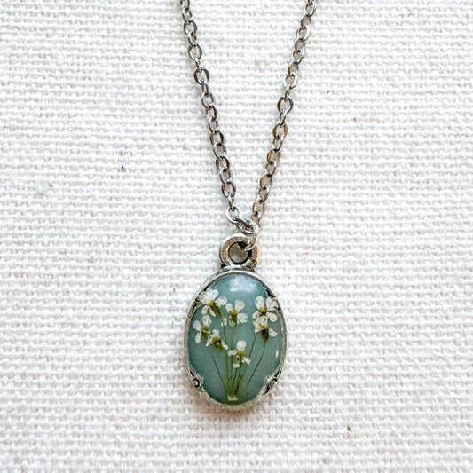 Ophelia Pressed Flower Necklace | Silver