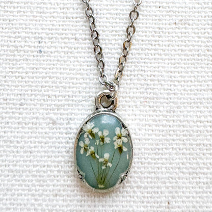 Ophelia Pressed Flower Necklace | Silver