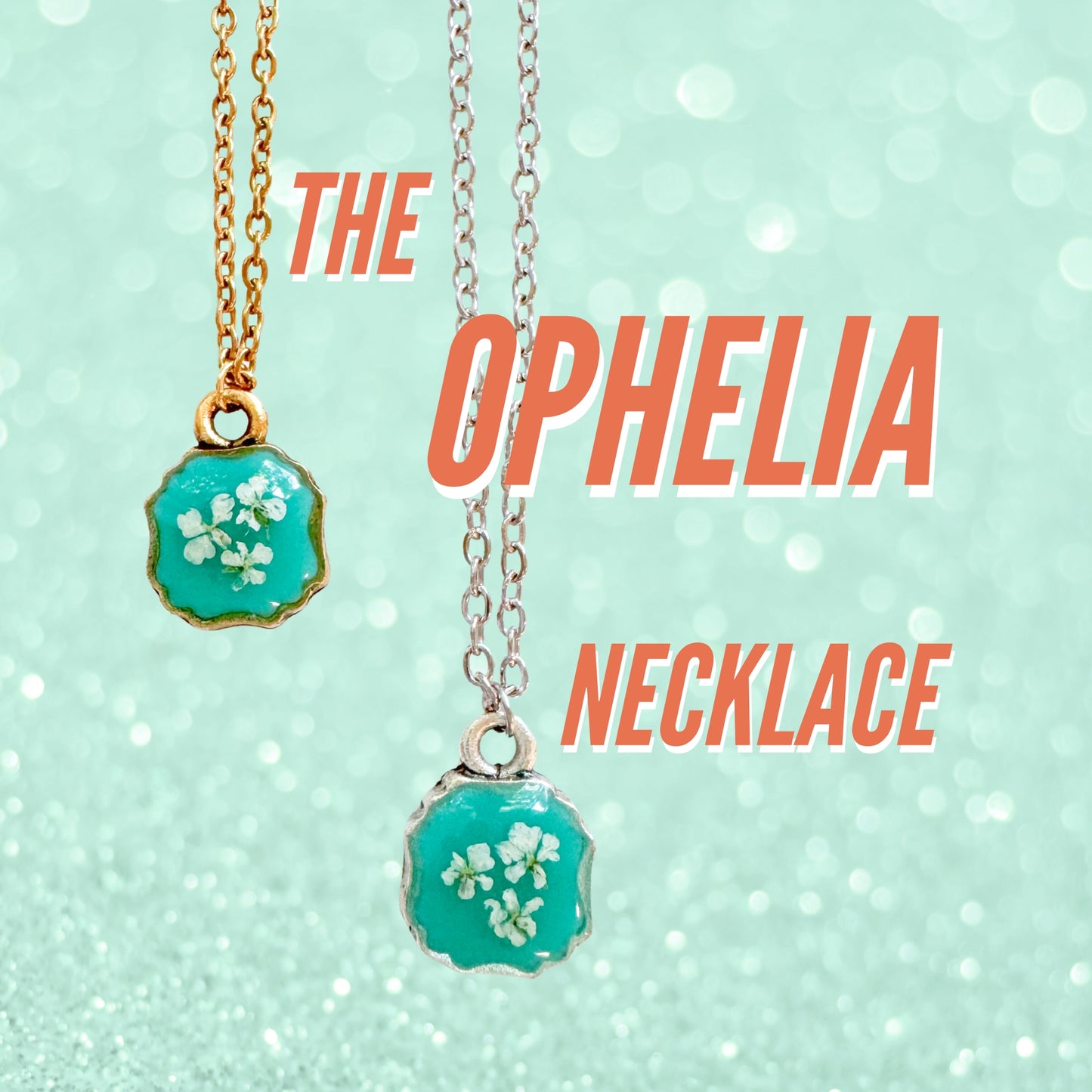 Ophelia Mini Frame Pressed Flower Necklace | Silver