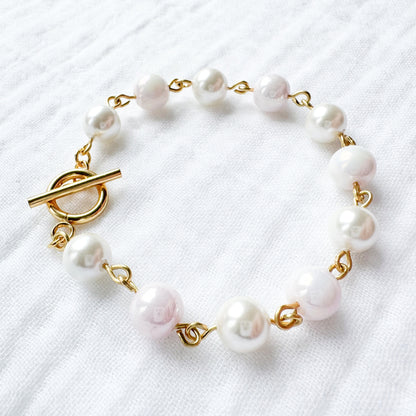 Peony Shell Pearl Bracelet | Gold