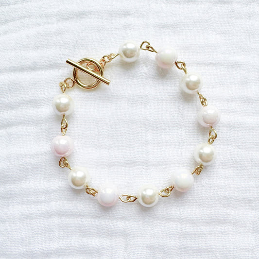 Peony Shell Pearl Bracelet | Gold
