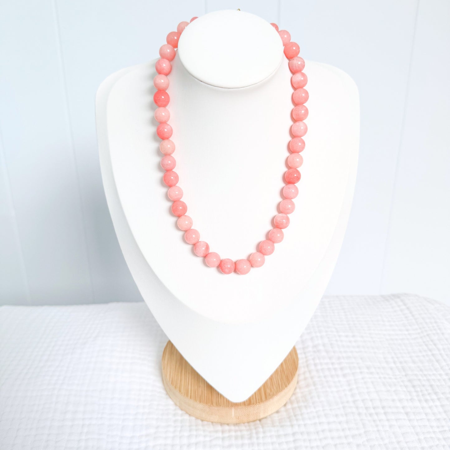 Pink Quartzite Gemstone Necklace | Gold