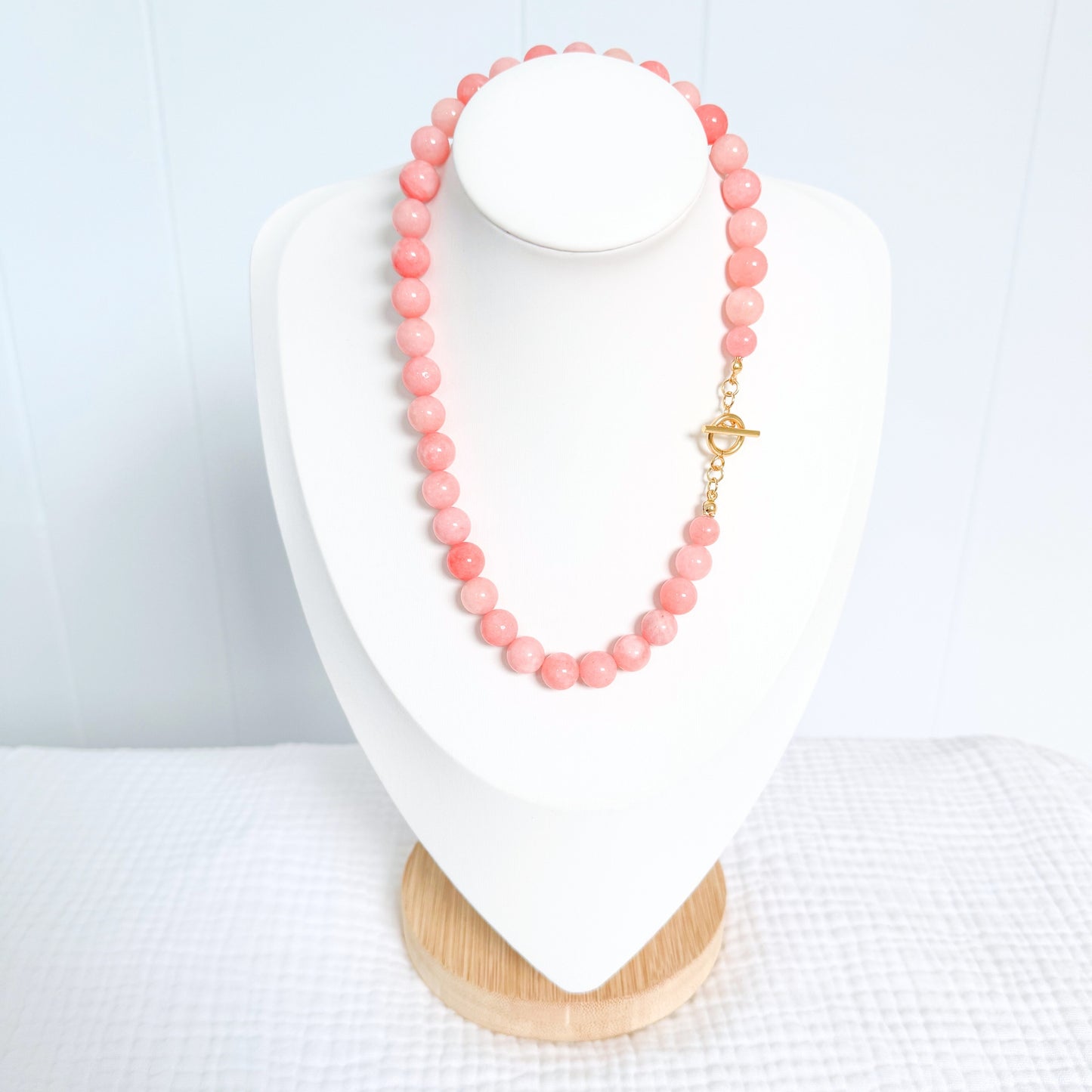 Pink Quartzite Gemstone Necklace | Gold