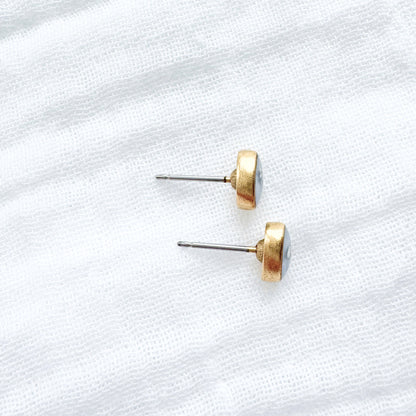 Olivia Pressed Flower Oval Earrings | Gold